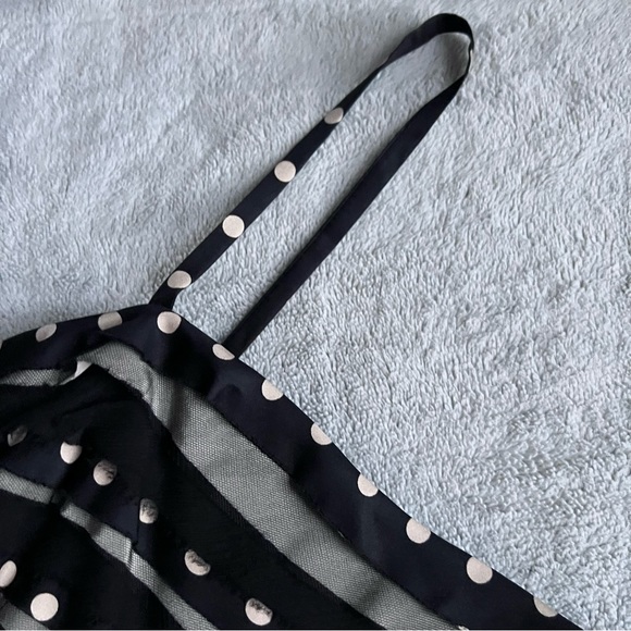 BCBGMaxAzria Silk Tiered Retro Tulle Crinoline Polka Dot Cocktail Dress Y2K - Picture 6 of 12